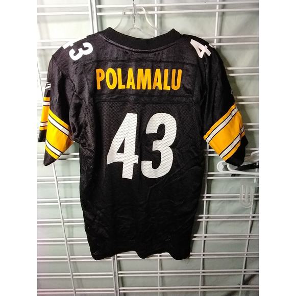 NFL Shirt Size Youth Large Polamalu Jersey Pittsburgh Steelers Black Yellow - Picture 3 of 7